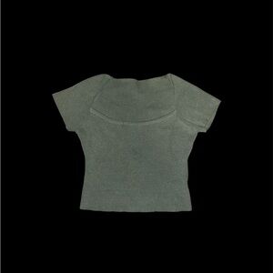 Shein Green Short Sleeve Knit Cropped Top, Size Small.